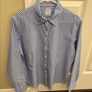 Brooks Brothers Blue and White Striped Dress Shirt. Non Iron.